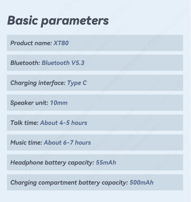 Lenovo XT80 Bluetooth 5.3 Earphones