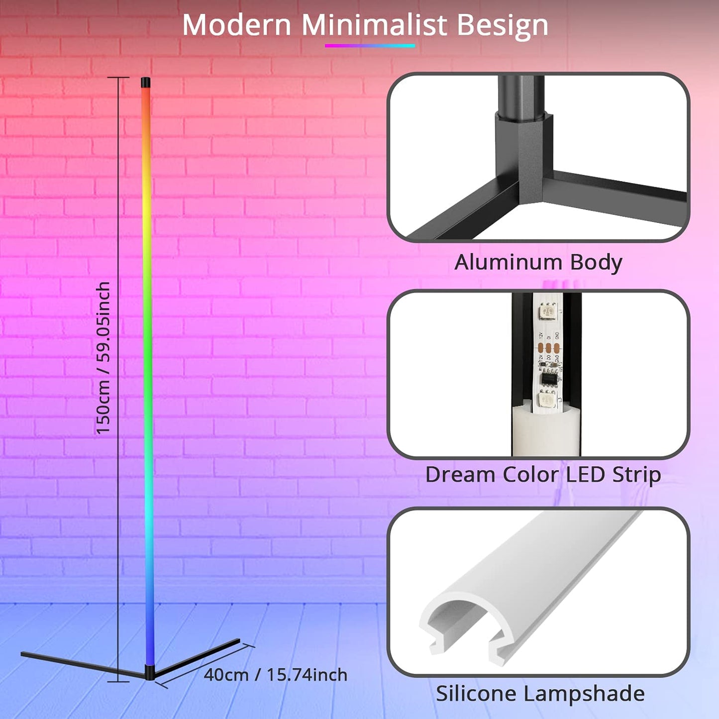 160cm Floor Lamp-Tuya Smart APP-RGB Interior Lighting