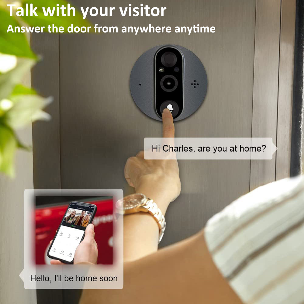 Smart Door Bell Peephole Camera -> Alexa Google Announcement - 1080p