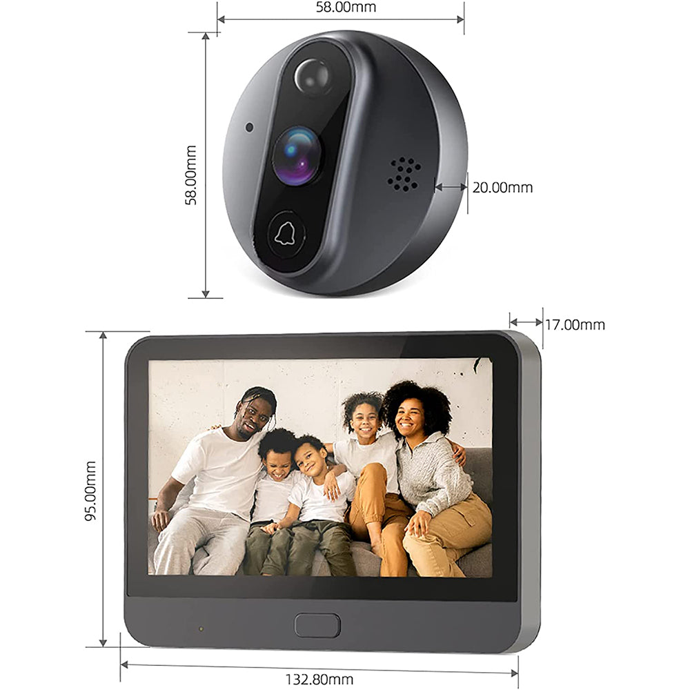 Smart Door Bell Peephole Camera -> Alexa Google Announcement - 1080p