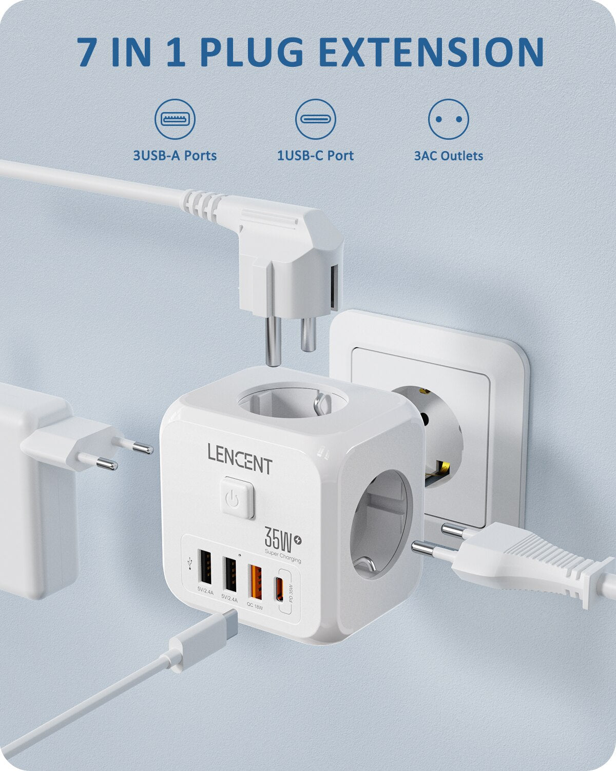 LENCENT Wall Socket Extender