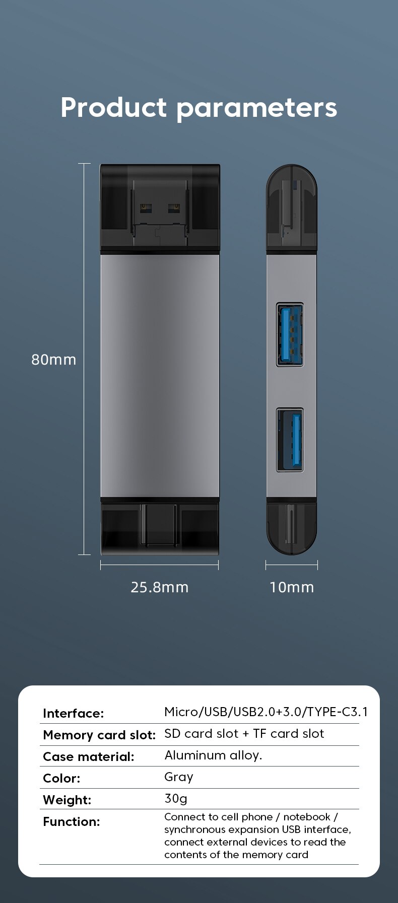 USB 3.0 7 in 1 Multi-Function Card Reader