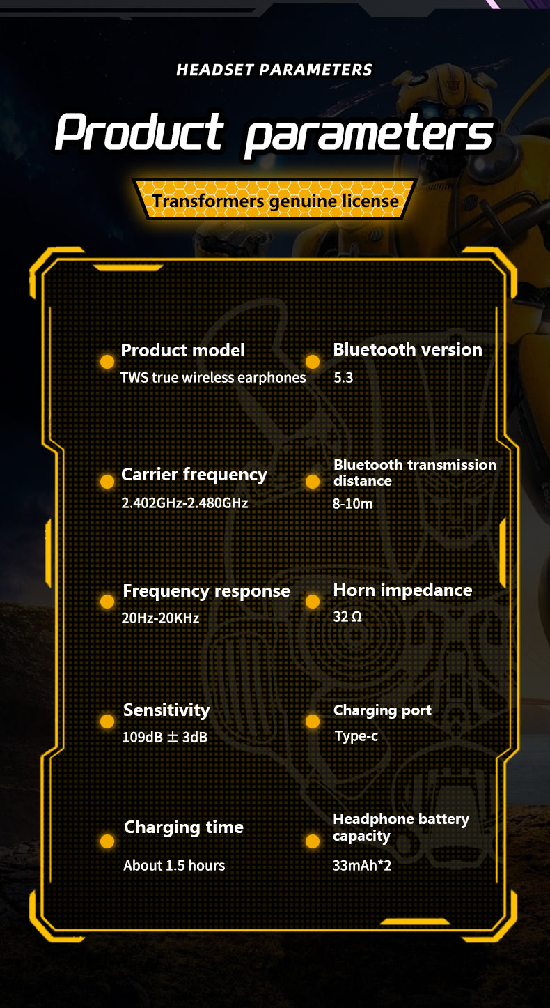 Transformers TF-T01 Gaming Earbuds - Bluetooth 5.3