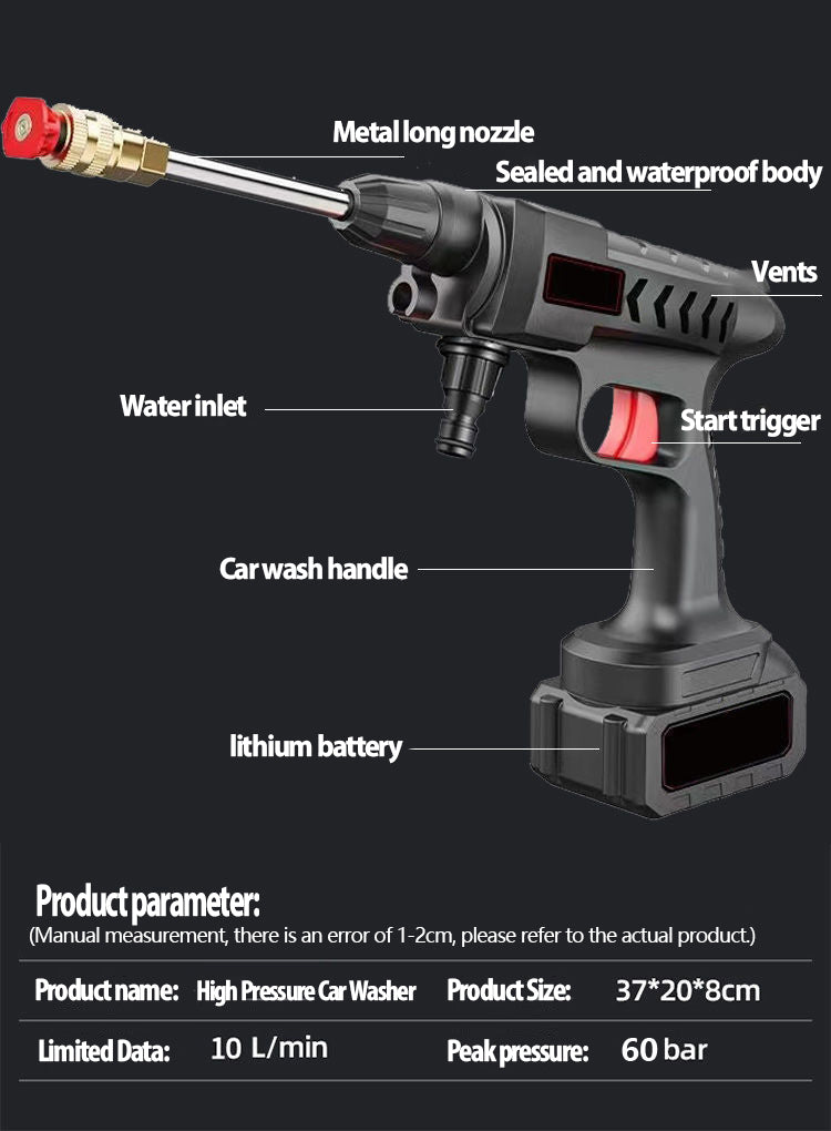 High Pressure Water Gun-Wireless-Up to 30000mAh-300W-60Bar