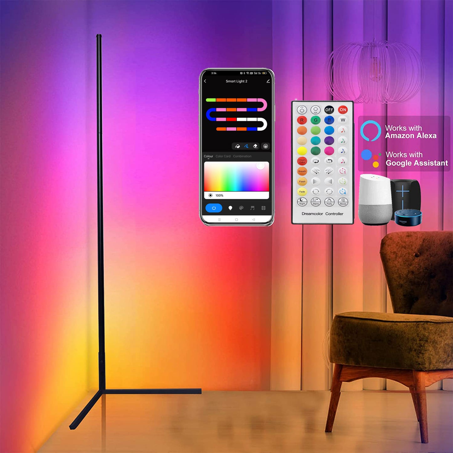 160cm Floor Lamp-Tuya Smart APP-RGB Interior Lighting