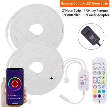 12V RGB Light 6x12mm Flexible Strip-Waterproof-Wifi-Remote Control-Dimmable